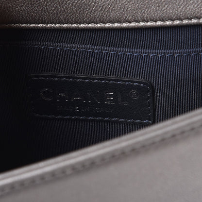 Chanel Lambskin Embossed Small Cube Boy Flap Grey 5 of 7