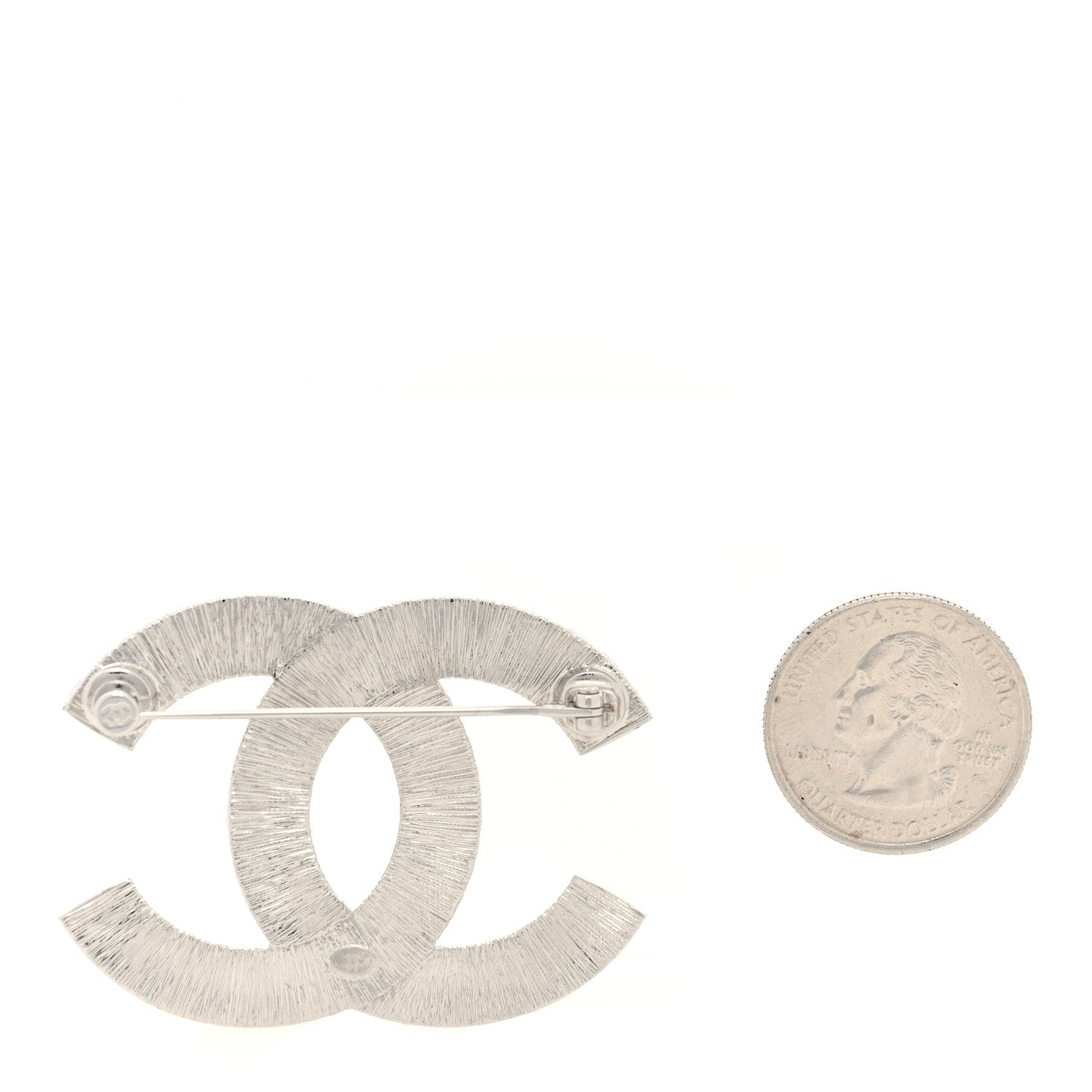 Chanel Baguette Crystal CC Brooch Silver 2 of 4