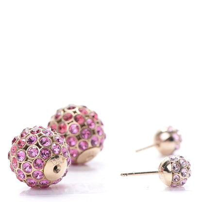 Christian Dior Crystal Mise En Dior Tribal Earrings Pink Gold 3 of 5