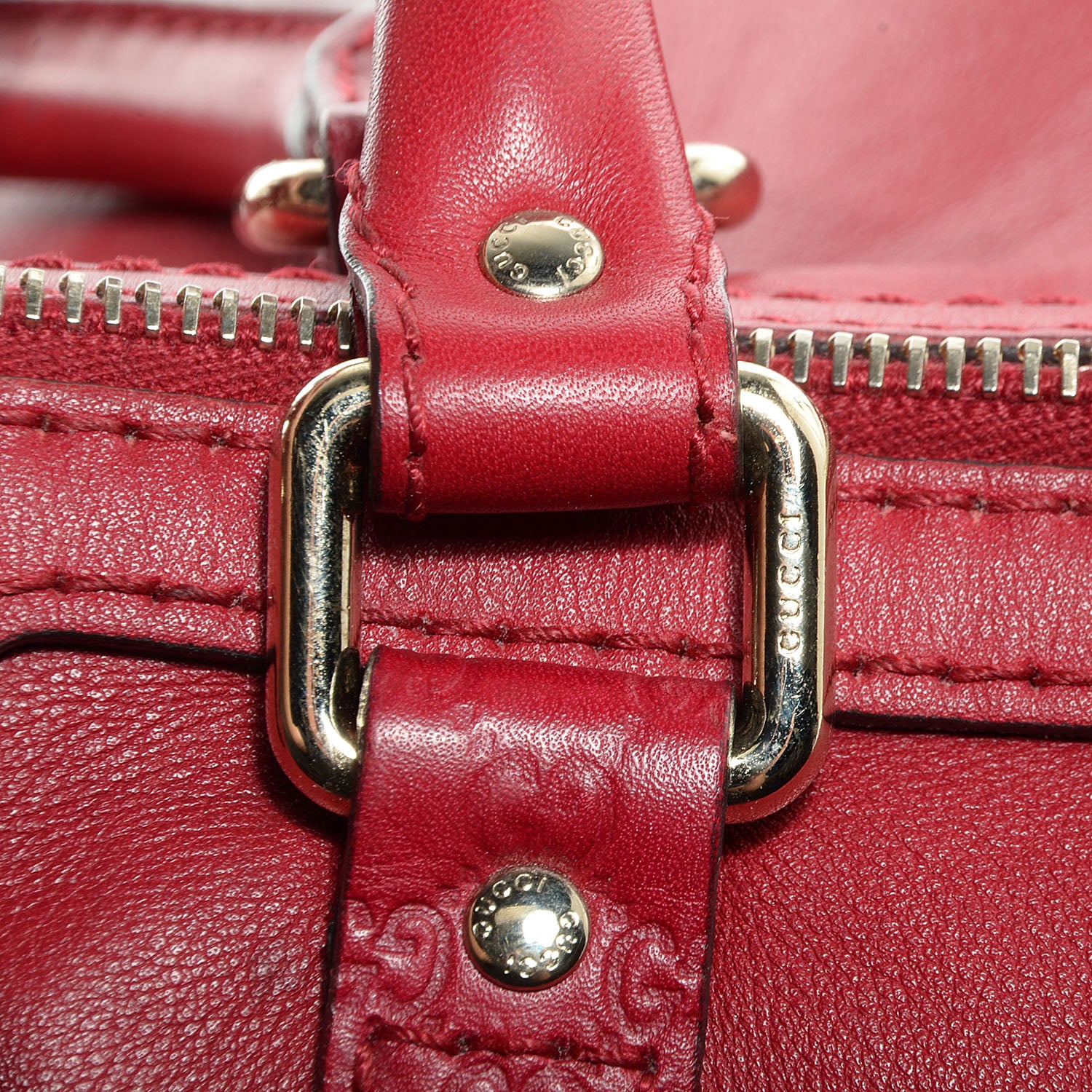 Gucci Calfskin Microguccissima Trim Medium Boston Raspberry Red 9 of 11