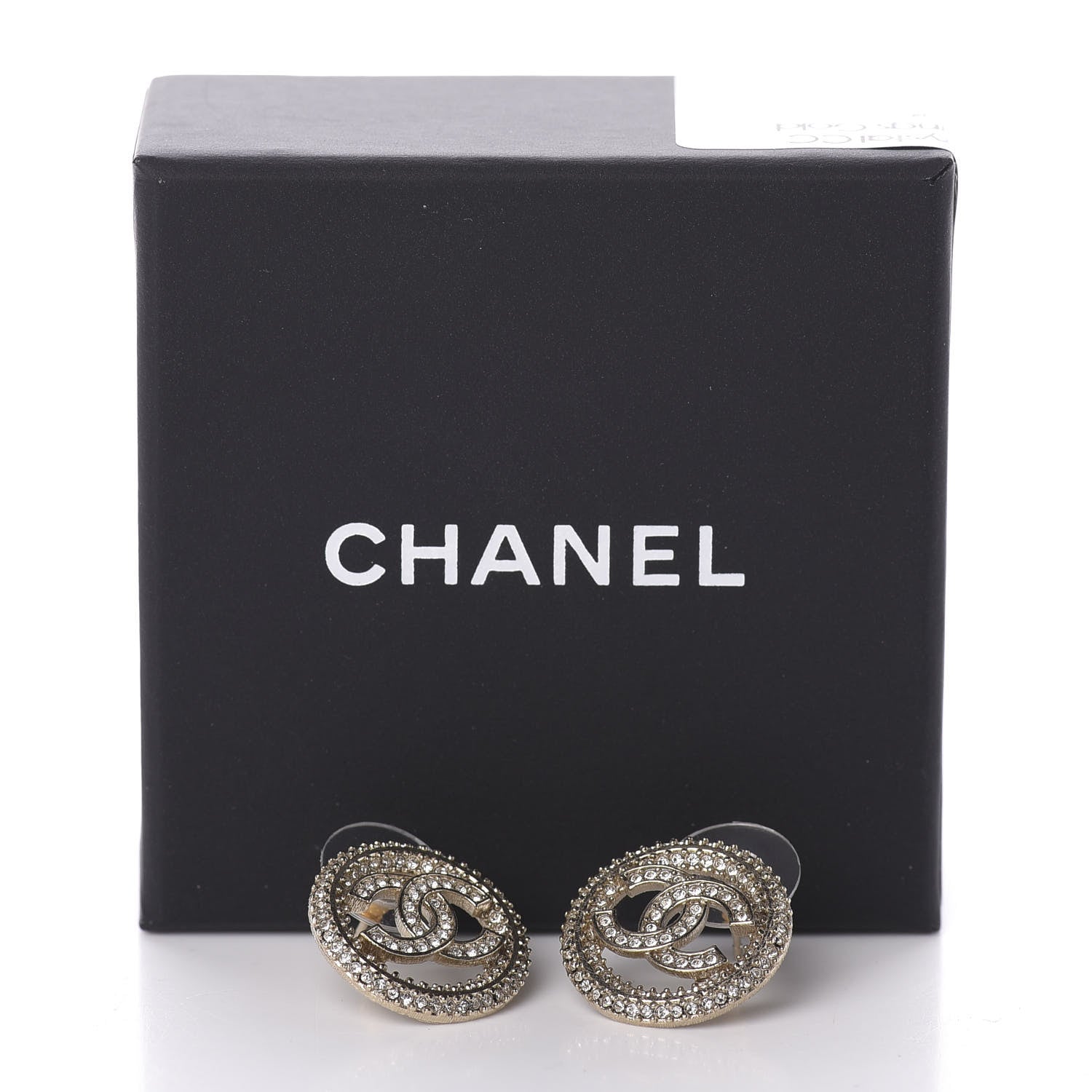 Chanel Crystal CC Vendome Round Earrings Gold 5 of 5