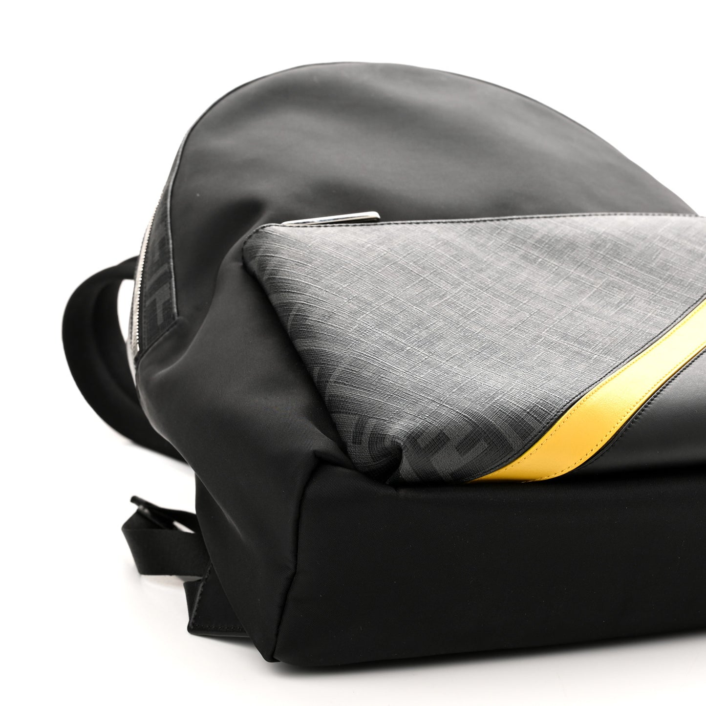 Glazed Fabric Nylon FF 1974 Diagonal Pouch Pocket Backpack Black Sunflower