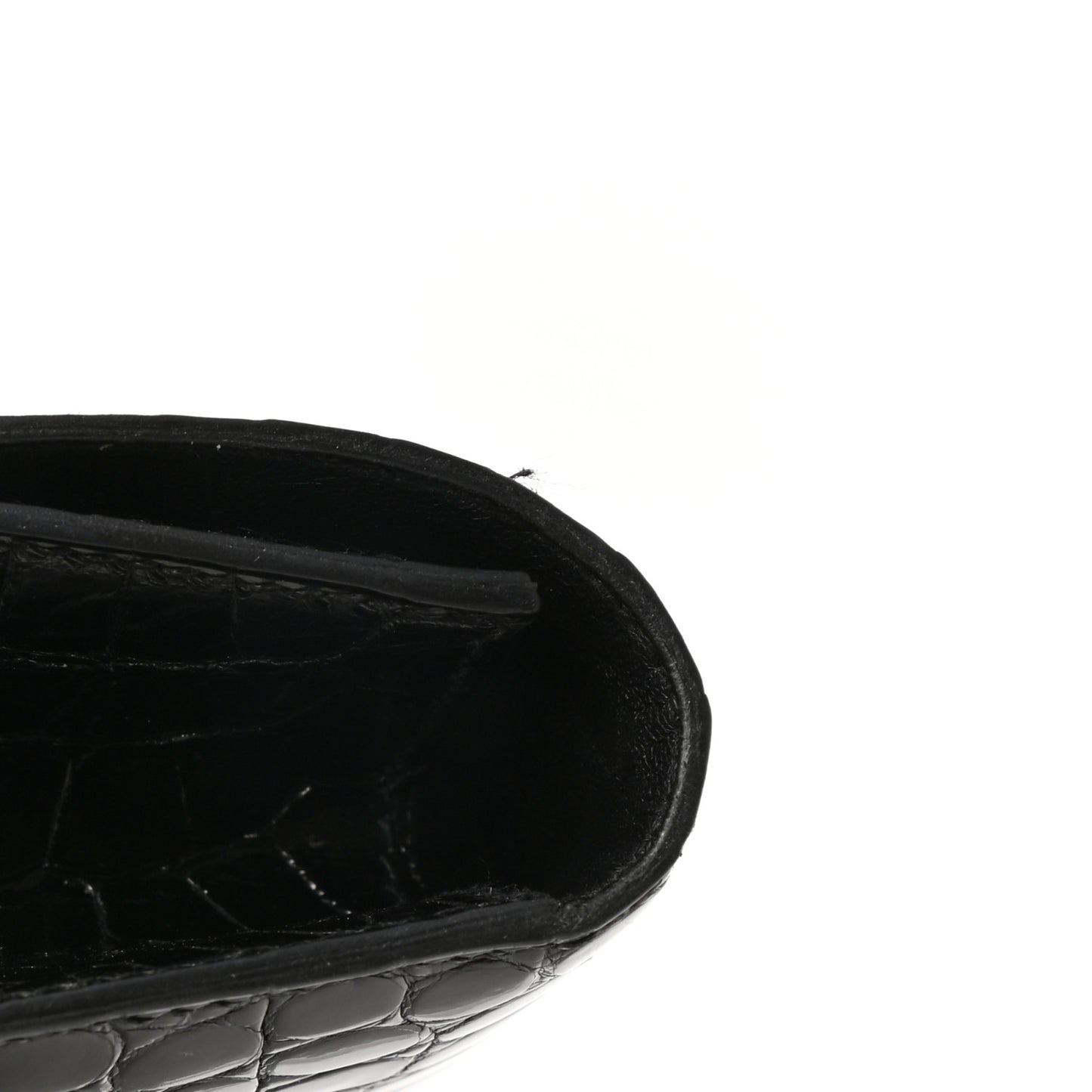 Shiny Porosus Crocodile Verrou Elan Clutch Black