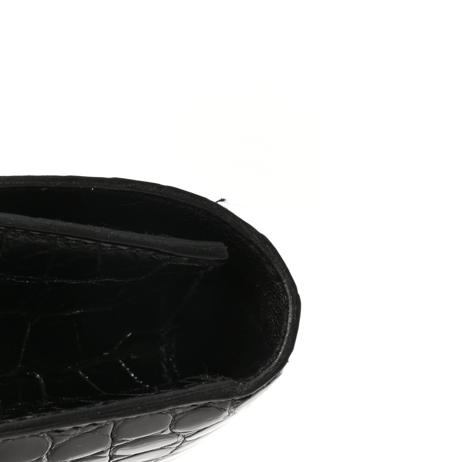 Hermes Shiny Porosus Crocodile Verrou Elan Clutch Black 7 of 9