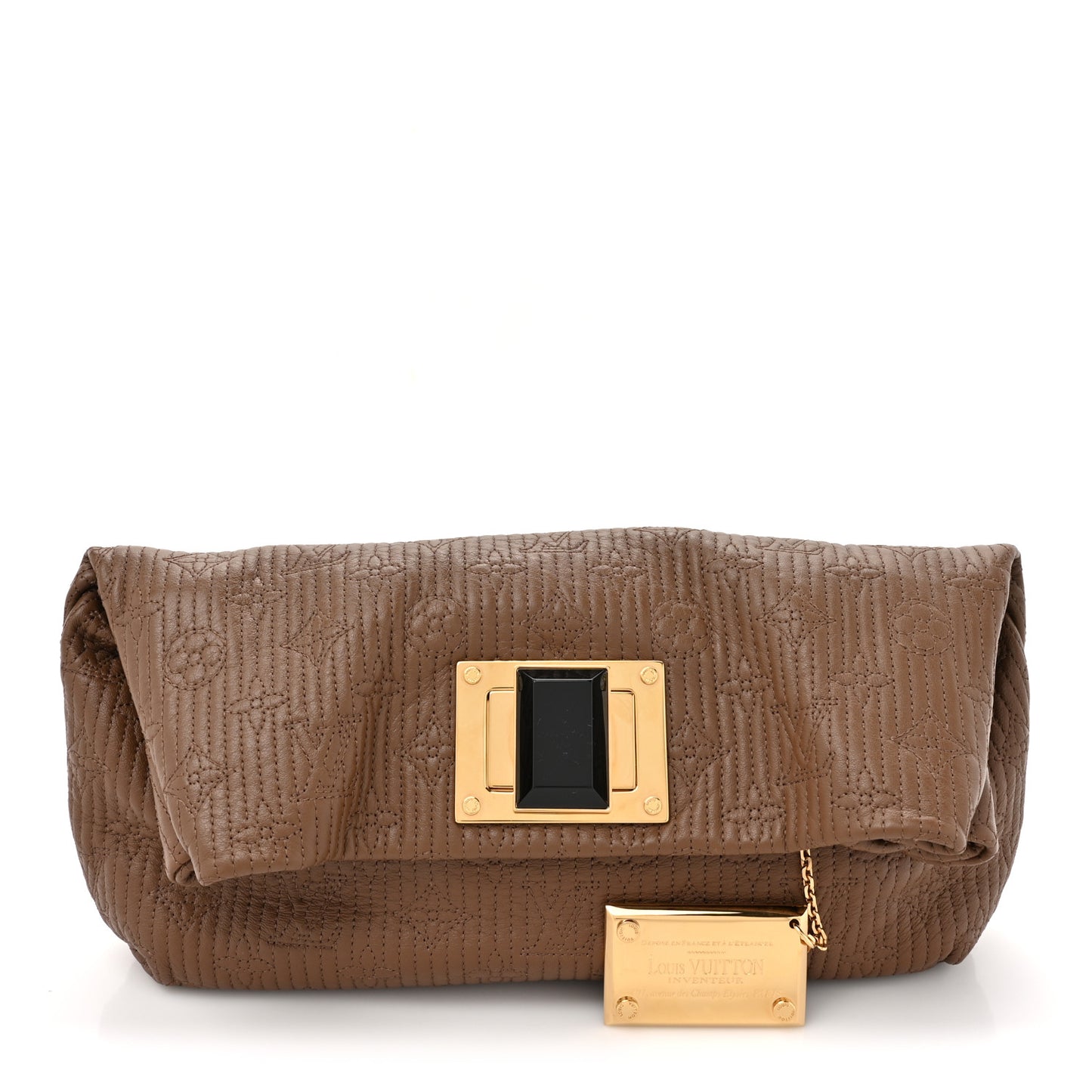 Calfskin Quilted Monogram Altair Clutch Beige