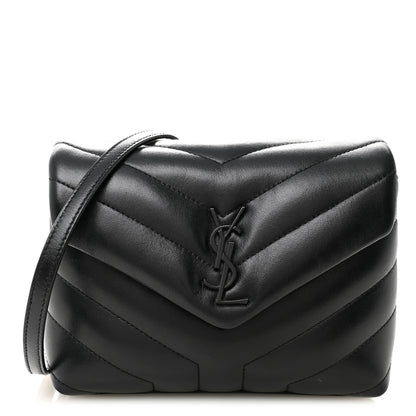 Saint Laurent Calfskin Y Quilted Monogram Monochrome Toy Loulou Crossbody Bag Black 1 of 11