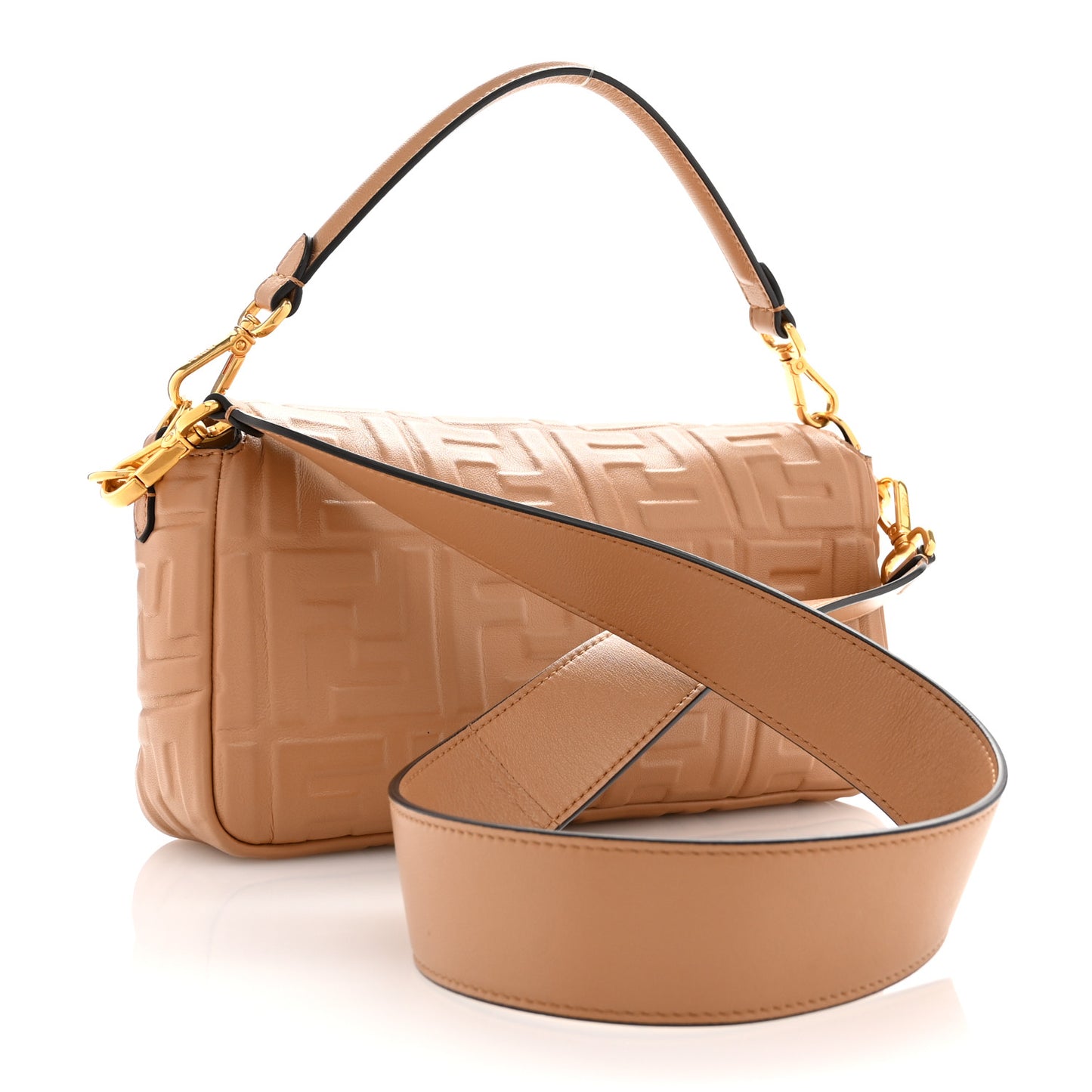 Nappa FF 1974 Embossed Baguette Miele Scuro