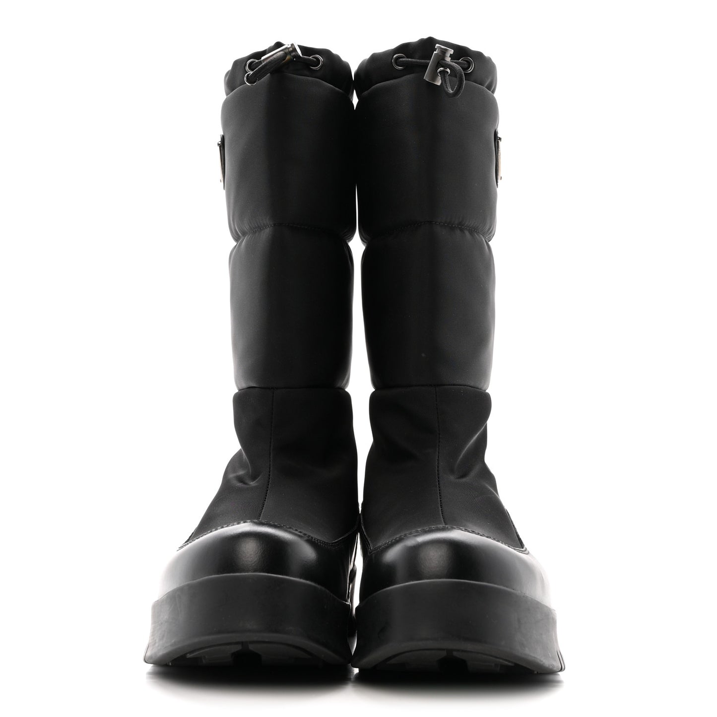Nylon Gabardin Metal Triangle Logo Padded Moon Boots 39.5 Black