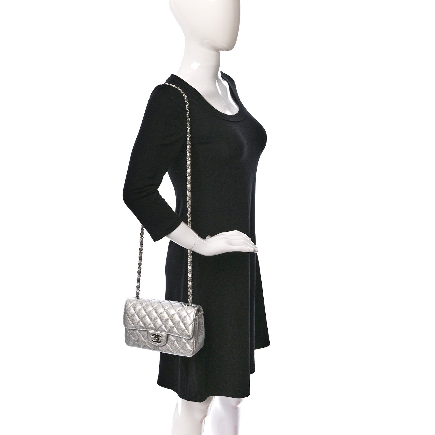 Chanel Metallic Lambskin Quilted Mini Rectangular Flap Silver 2 of 9