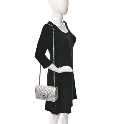 Chanel Metallic Lambskin Quilted Mini Rectangular Flap Silver 2 of 9