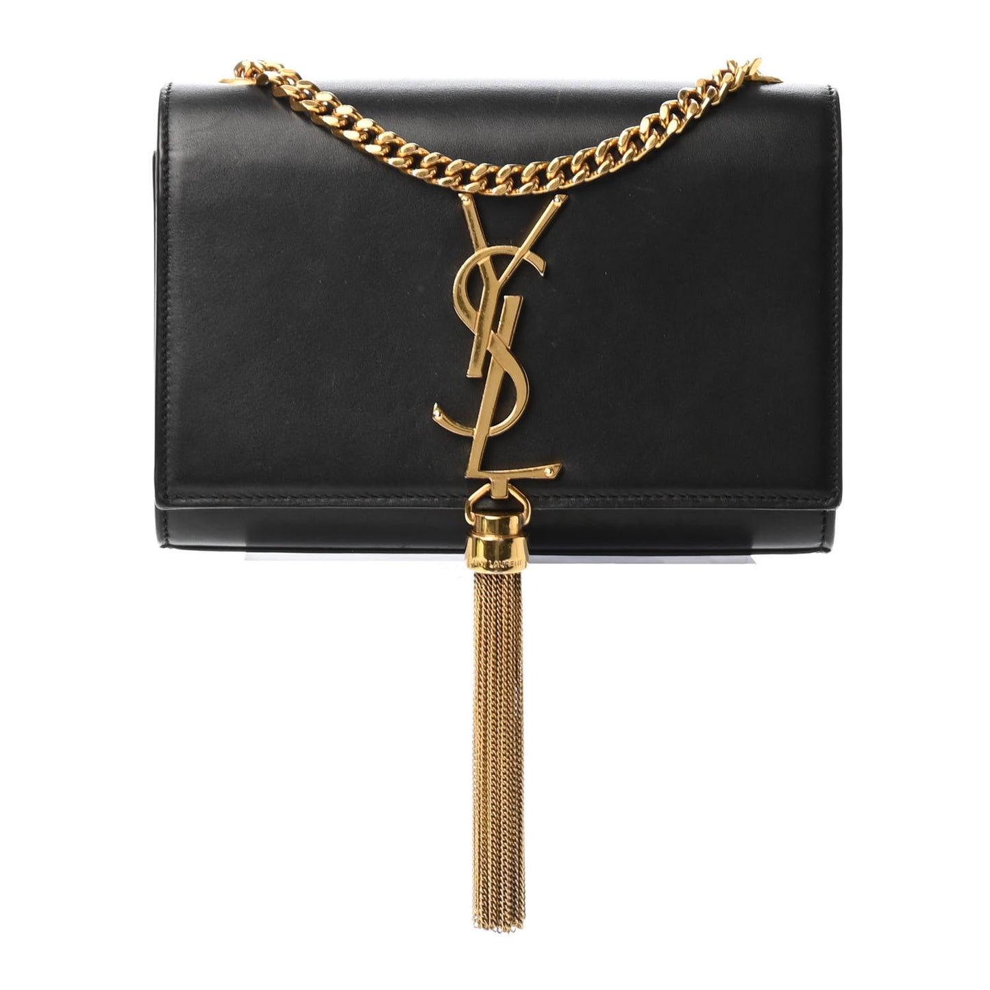 Calfskin Small Classic Monogram Kate Tassel Satchel Black