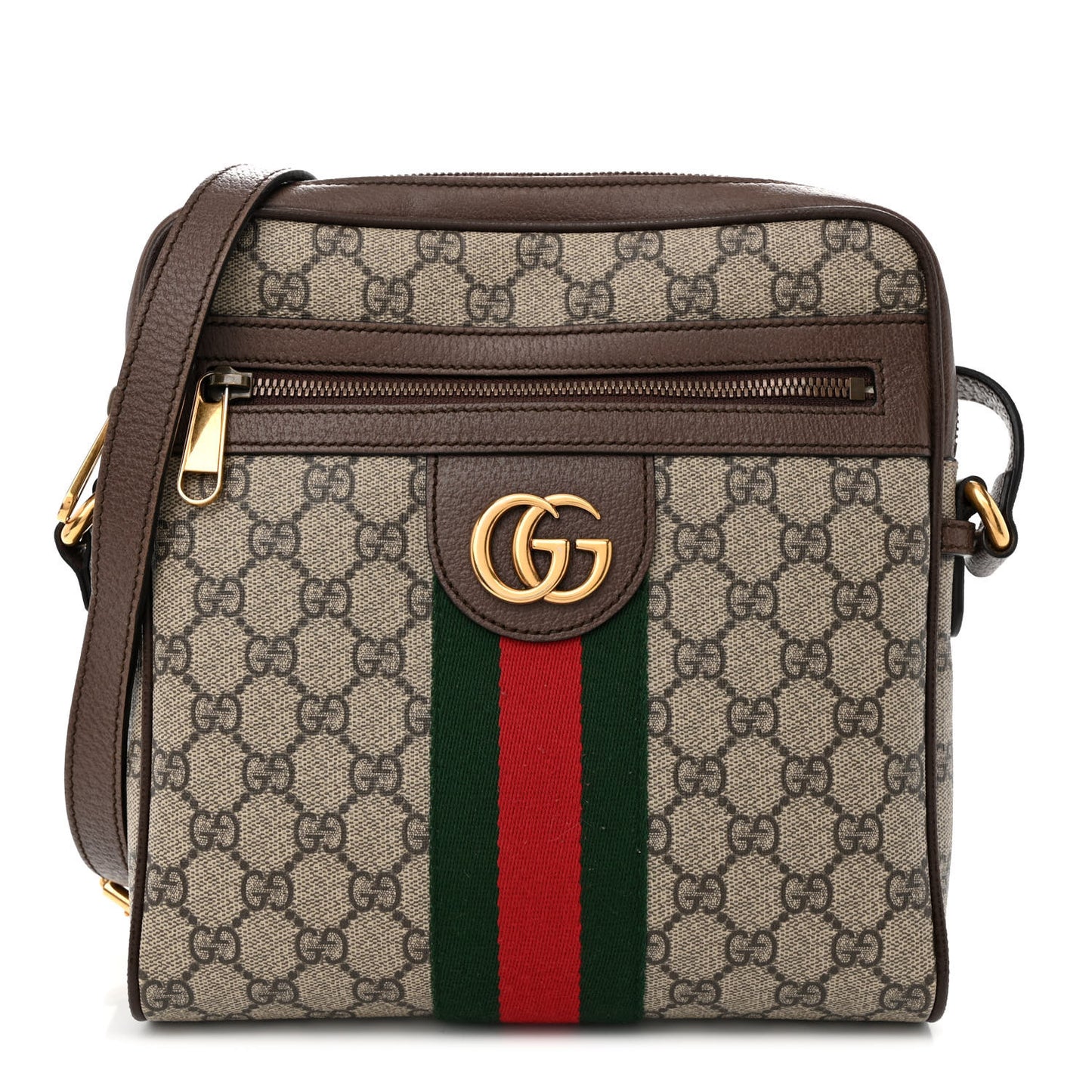 GG Supreme Monogram Web Small Ophidia Messenger Bag Brown