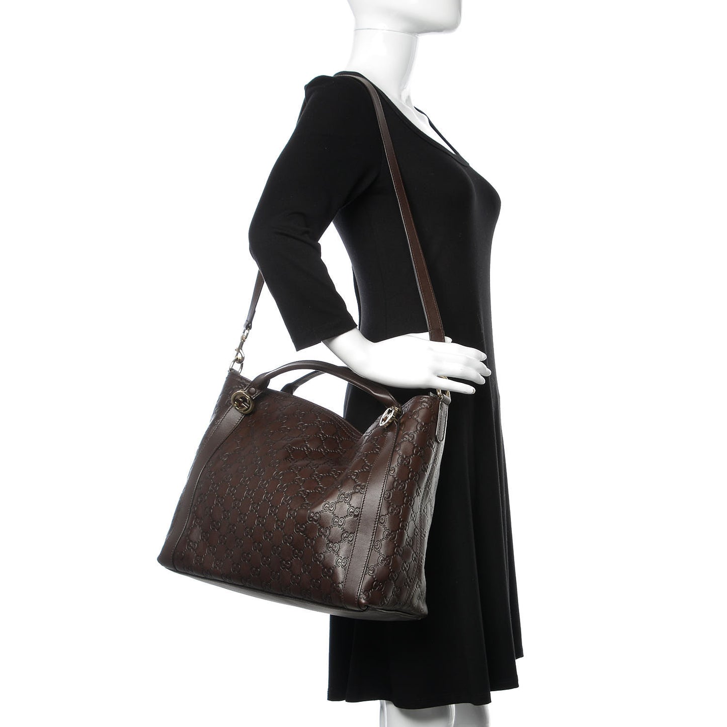 Guccissima Medium Miss GG Top Handle Bag Dark Brown