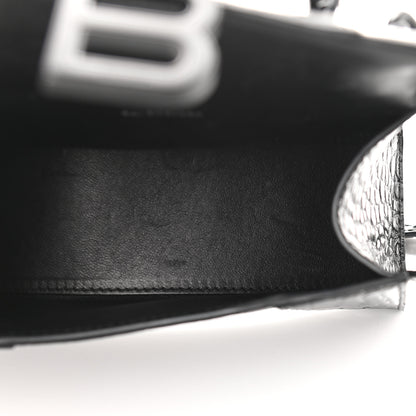 Balenciaga Shiny Calfskin Monochrome Crocodile Embossed Hourglass Top Handle Bag XS Black 5 of 9