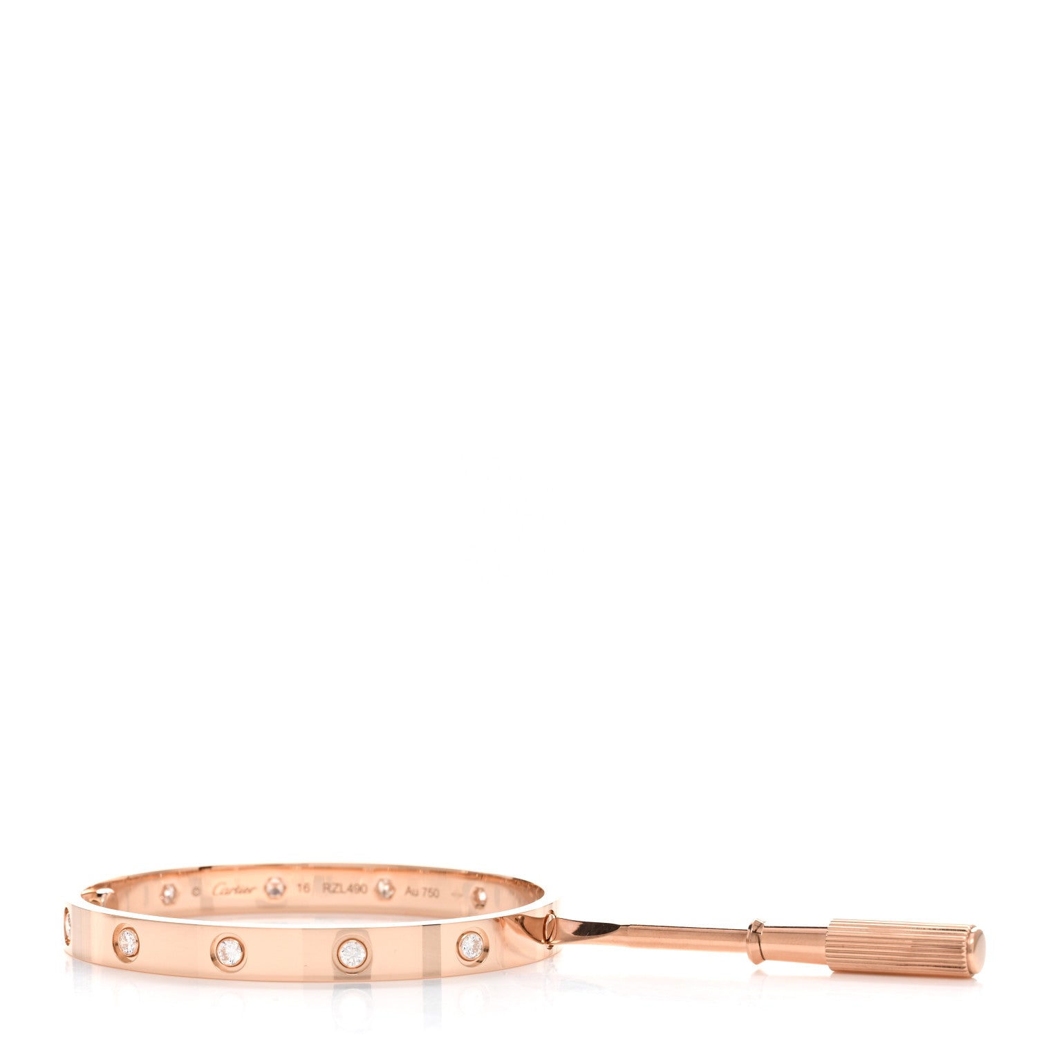 Cartier 18K Pink Gold 10 Diamond LOVE Bracelet 16 3 of 4