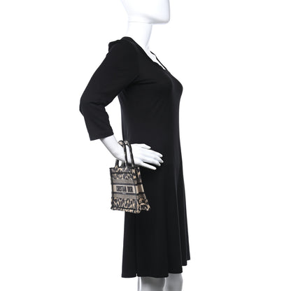 Christian Dior Canvas Mizza Embroidered Mini Leopard Book Tote Beige 2 of 16