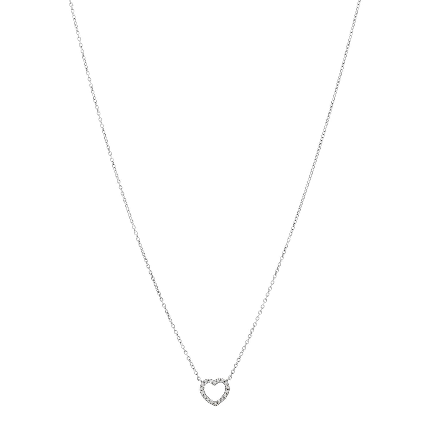 18K White Gold Diamond Metro Heart Pendant Necklace