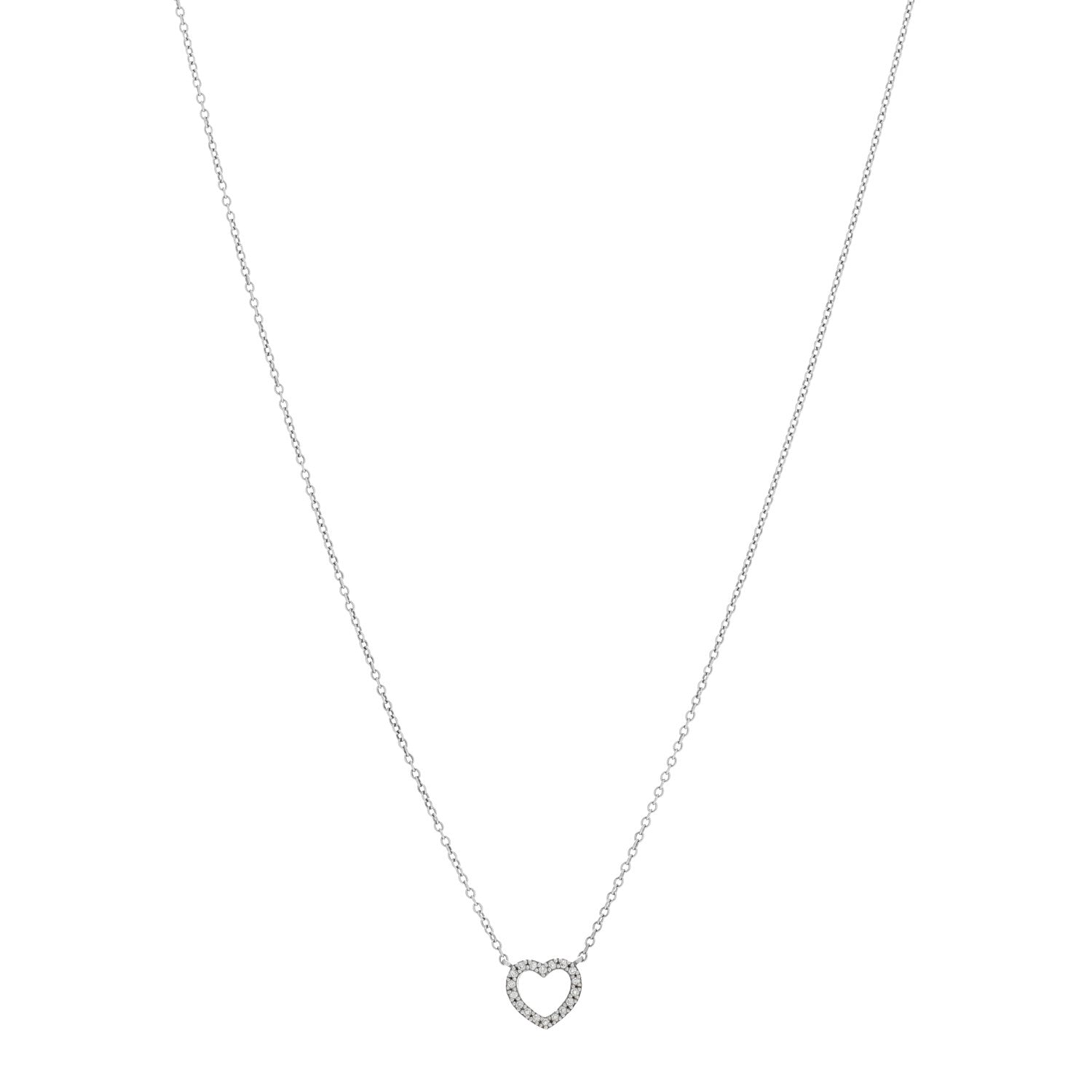 Tiffany 18K White Gold Diamond Metro Heart Pendant Necklace 1 of 4
