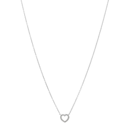 Tiffany 18K White Gold Diamond Metro Heart Pendant Necklace 1 of 4