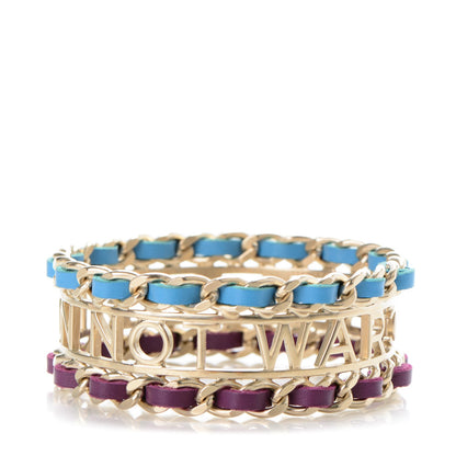 Chanel Lambskin Chain Bangle Blue Purple Gold 4 of 5