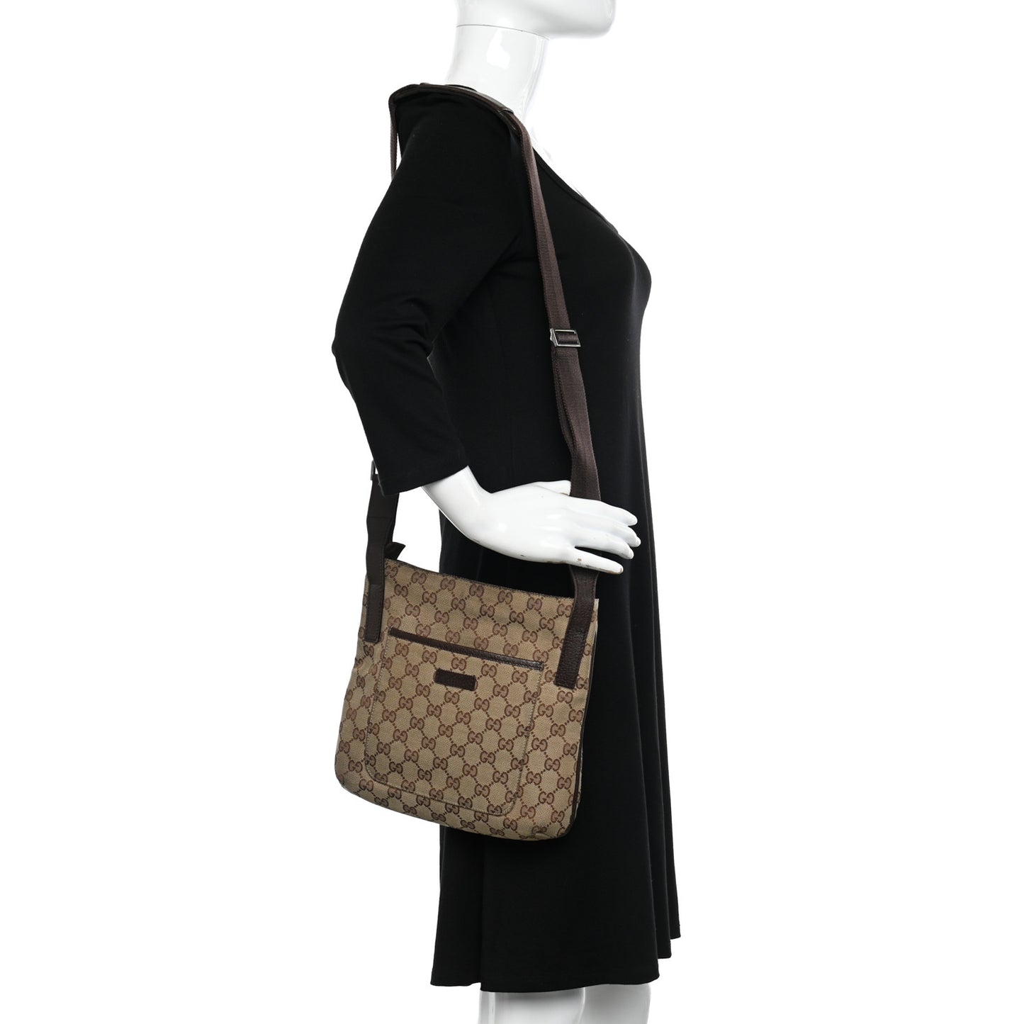 Monogram Flat Messenger Bag Dark Brown