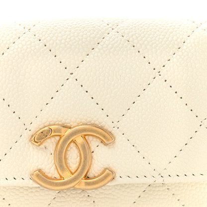 Chanel Shiny Caviar Quilted Chain Melody Belt Bag White 7 of 10
