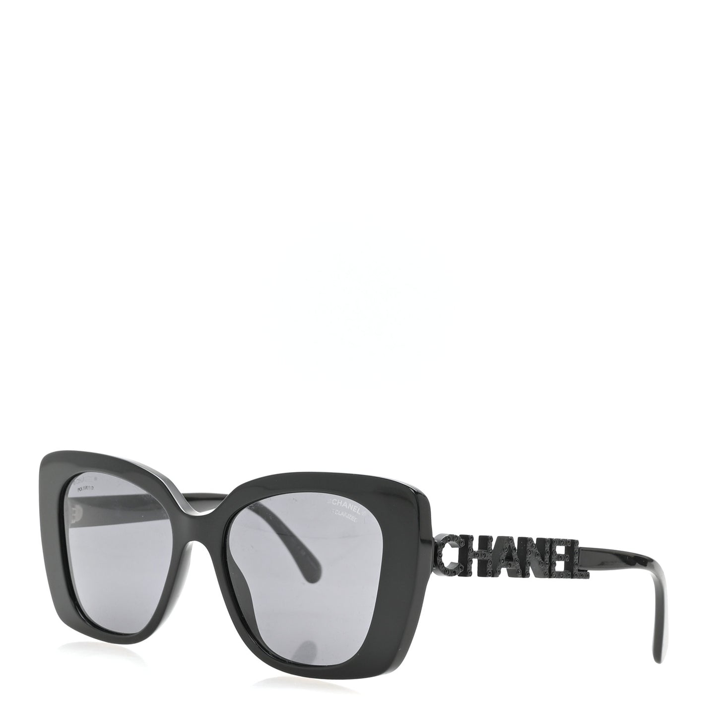 Acetate Strass Polarized Square Sunglasses 5422-B Black
