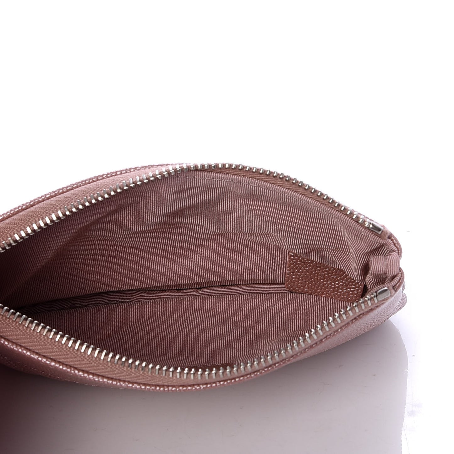 Metallic Caviar Chevron Quilted Small Vintage Mademoiselle Cosmetic Case Pink