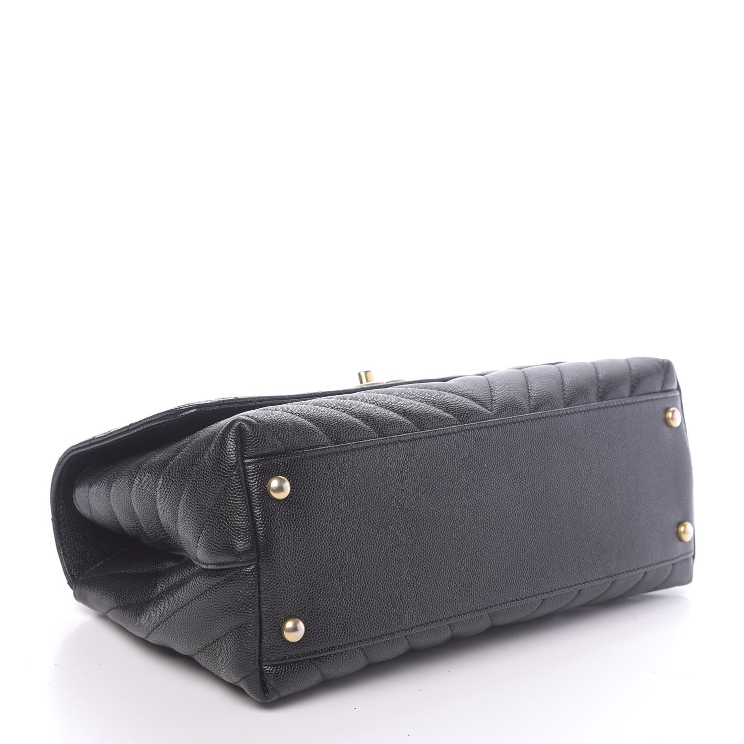 Chanel Caviar Chevron Quilted Small Coco Handle Flap Black 4 of 10