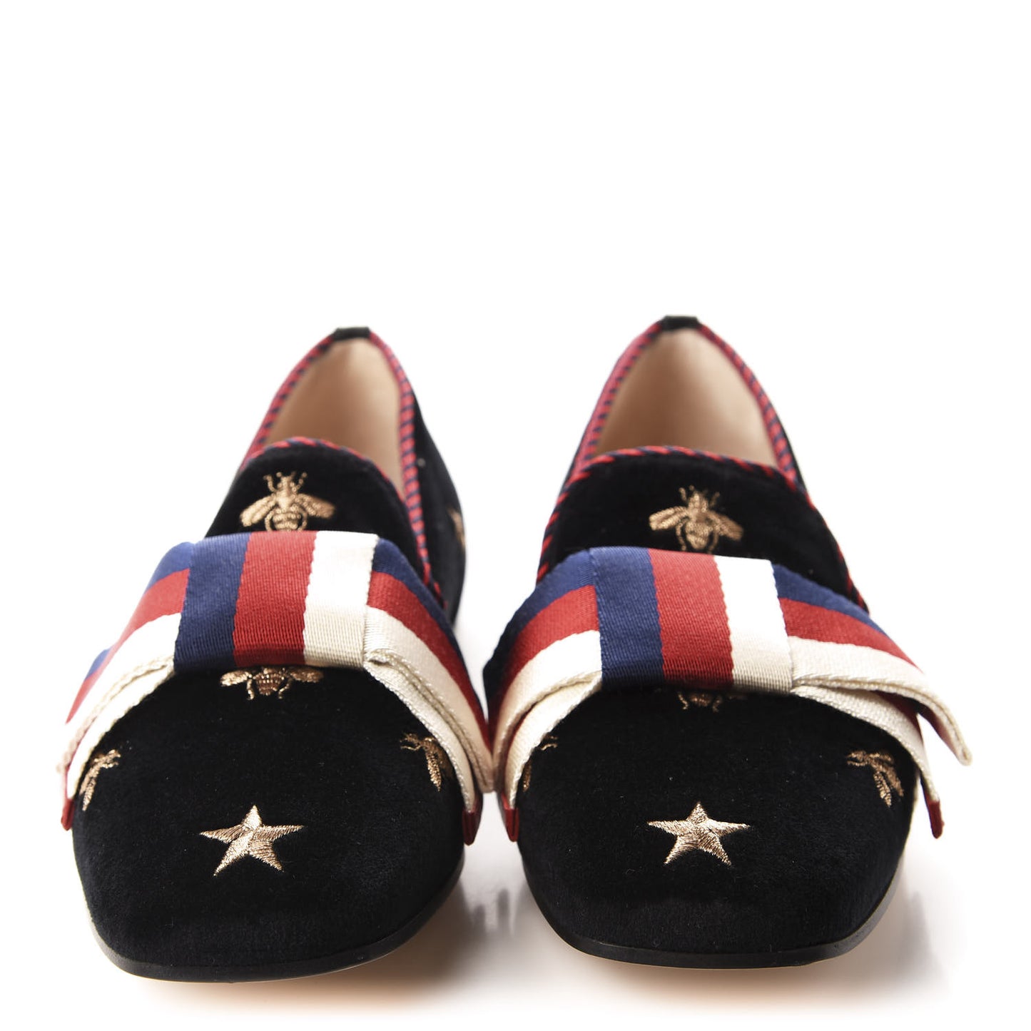 Velvet Bee Star Embroidered Sylvie Bow Loafers 37.5 Black