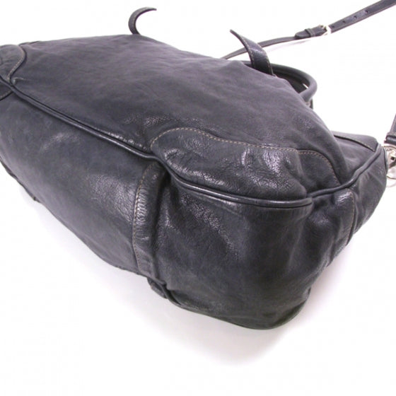 Leather Buckles Tote Blue