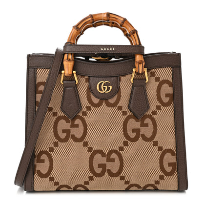Gucci Monogram Jumbo GG Textured Dollar Calfskin Small Diana Tote Bag Camel Ebony New Acero Pomegranate Red 1 of 10