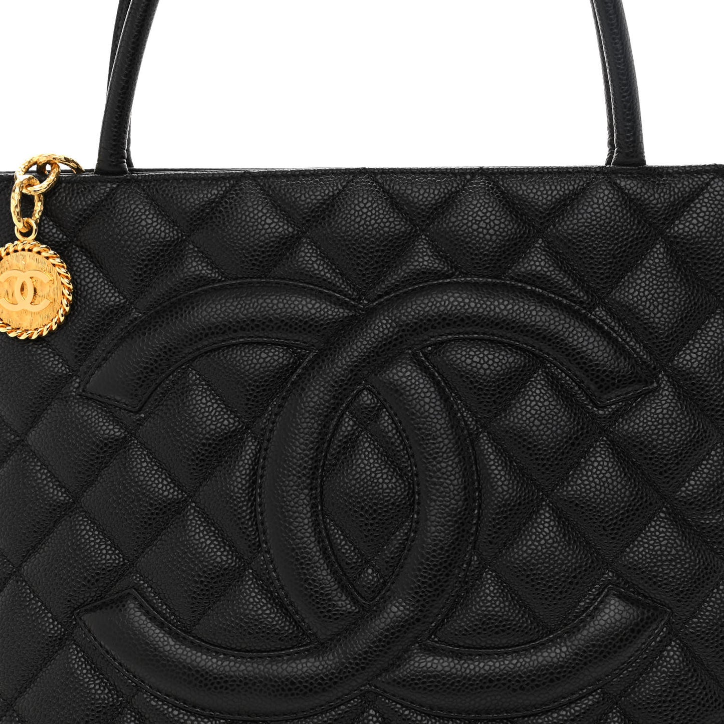 Caviar Quilted Medallion Tote Black