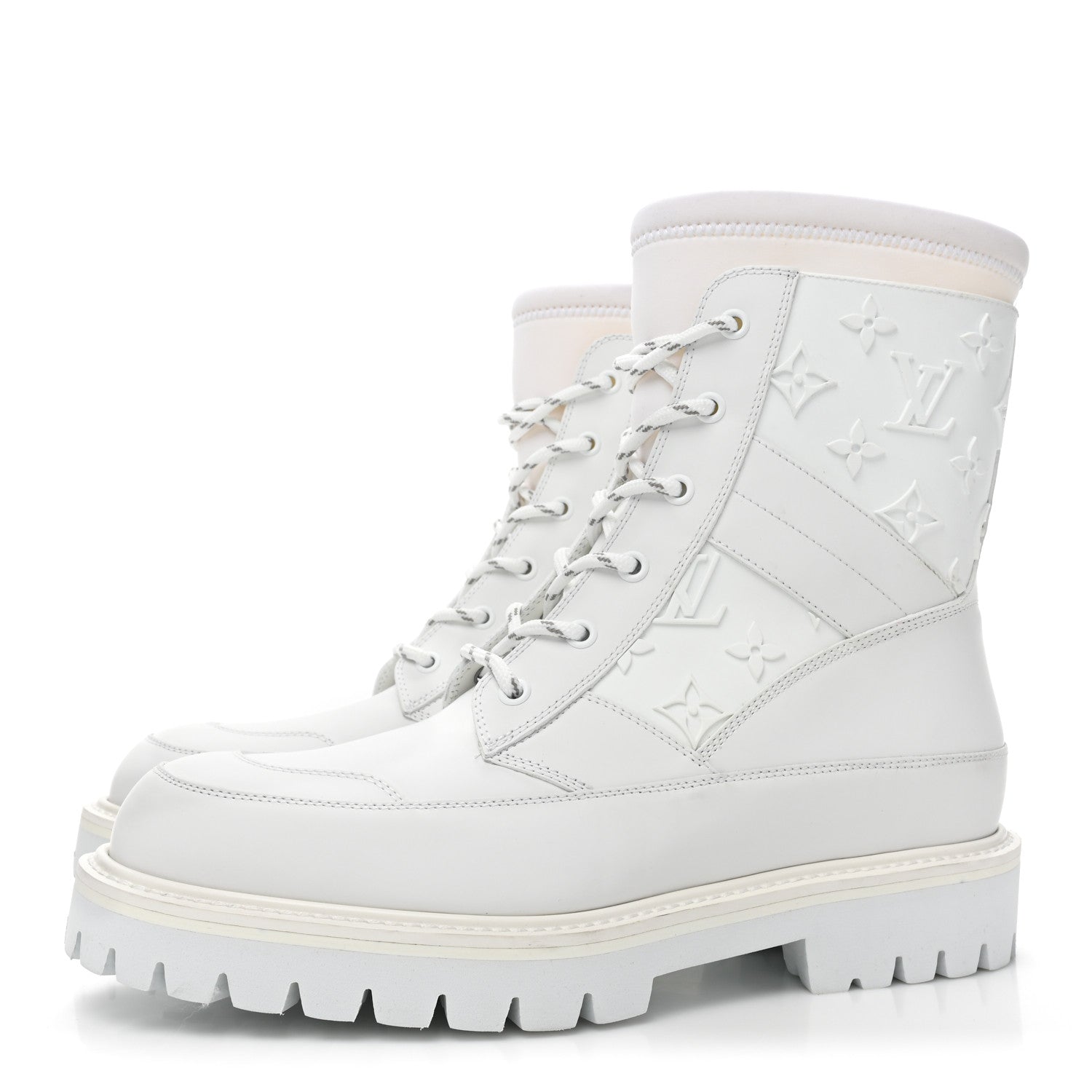 Louis Vuitton Rubber Monogram Embossed Neoprene Mens Landscape Ankle Boots 36.5 White 3 of 8