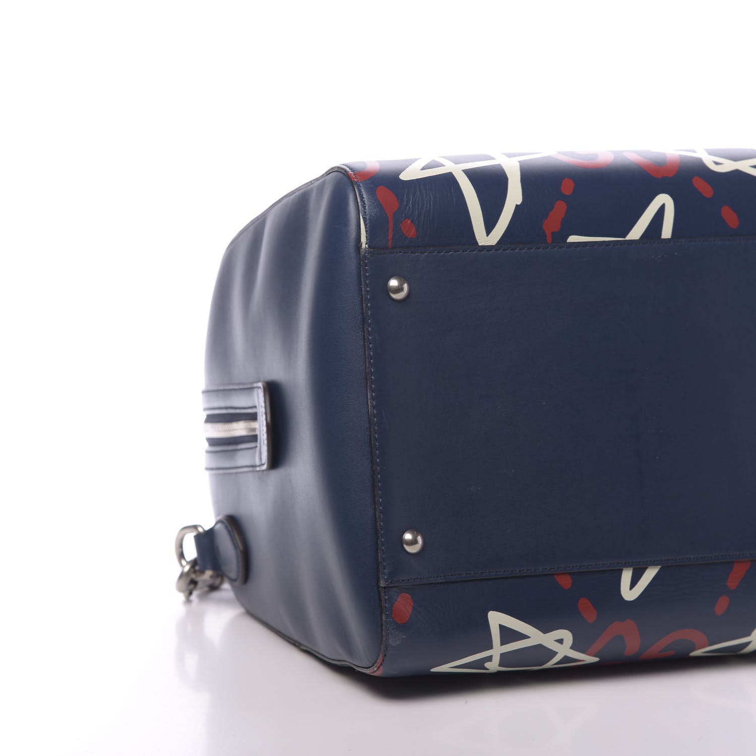 Gucci Calfskin GucciGhost Print Duffle Blue Agata Hibiscus Red 10 of 13