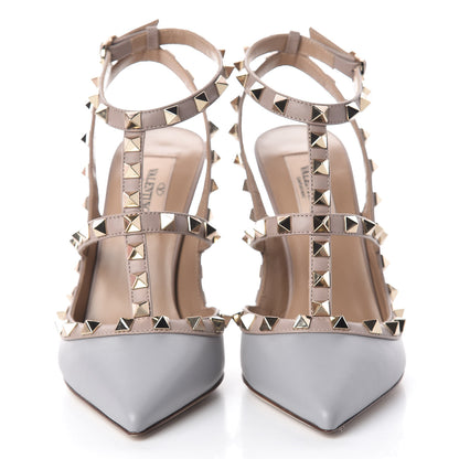Valentino Garavani Calfskin Nappa Rockstud Ankle Strap 100mm Pumps 36 Pastel Grey Poudre 2 of 10