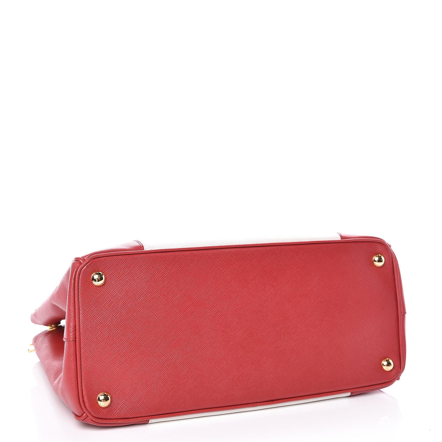 Saffiano Lux Colorblock Medium Galleria Double Zip Tote Fuoco Talco