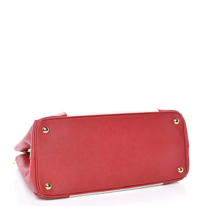 Prada Saffiano Lux Colorblock Medium Galleria Double Zip Tote Fuoco Talco 4 of 10