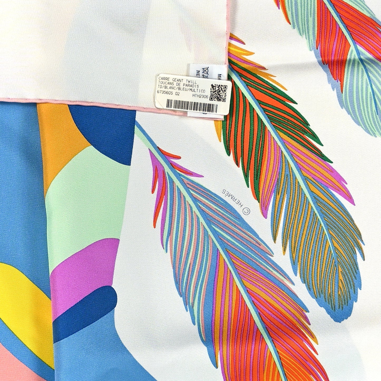 Silk Giant Toucans De Paradis Scarf 140 White Bleu Multicolor
