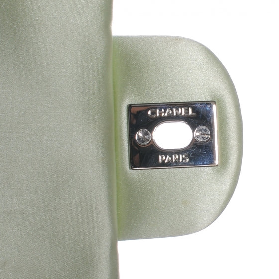 Chanel Satin Quilted Medium Flap Mint Green 6 of 9