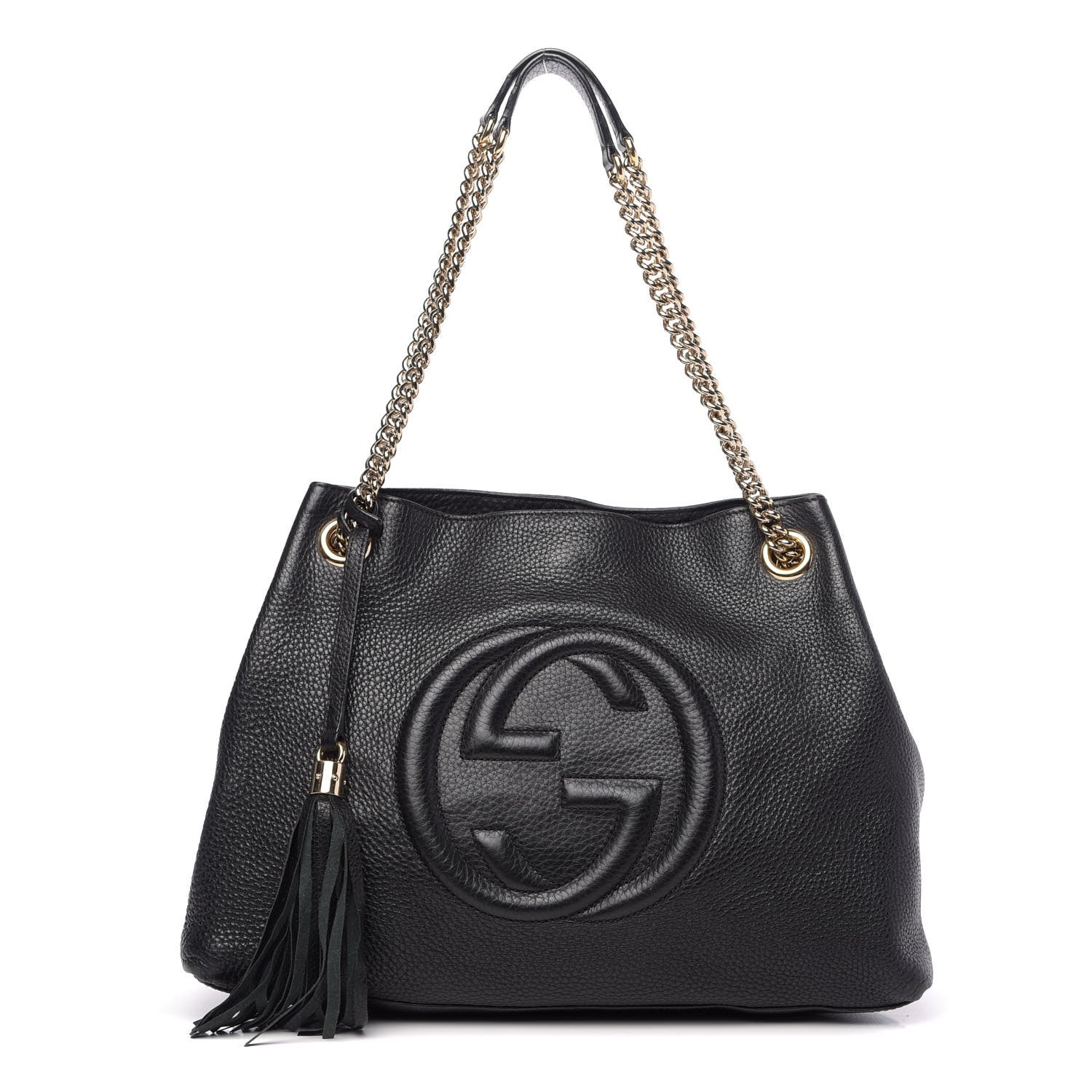 Gucci Pebbled Calfskin Medium Soho Chain Shoulder Bag Black 1 of 13