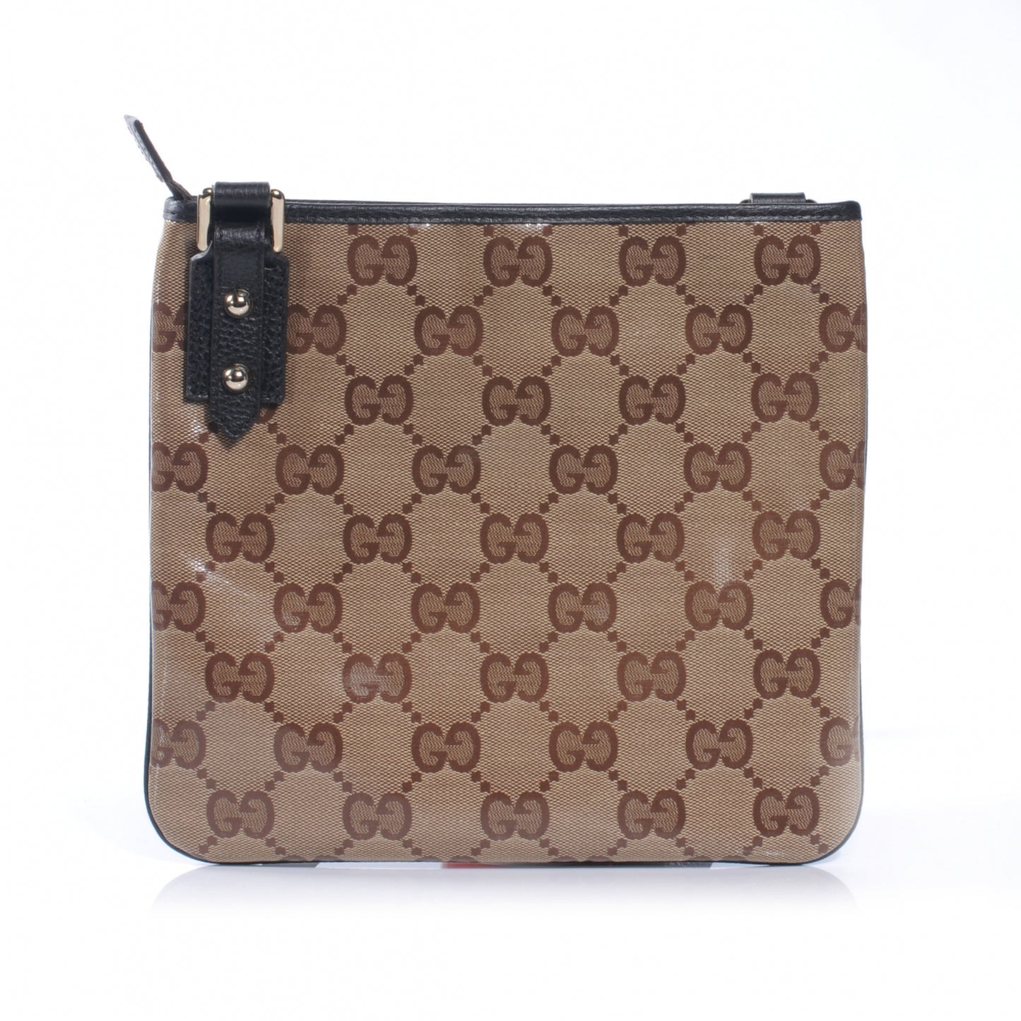 Crystal Monogram Flat Messenger Bag Beige Dark Brown