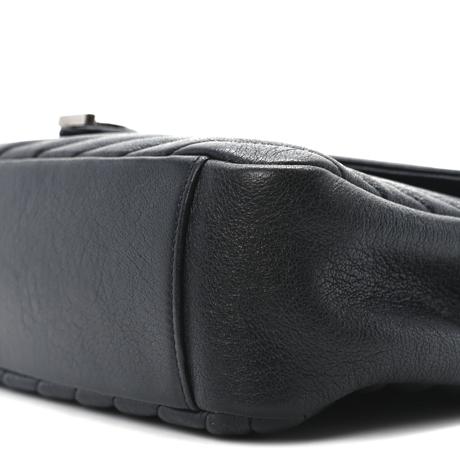 Saint Laurent Sheepskin Matelasse Chevron Monogram Large College Satchel Black 9 of 9