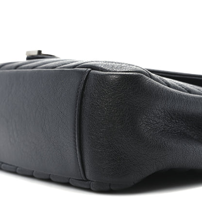 Saint Laurent Sheepskin Matelasse Chevron Monogram Large College Satchel Black 9 of 9