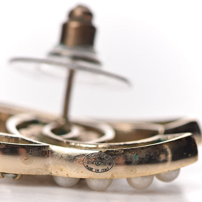 Chanel Crystal Pearl CC Earrings Light Gold 4 of 8