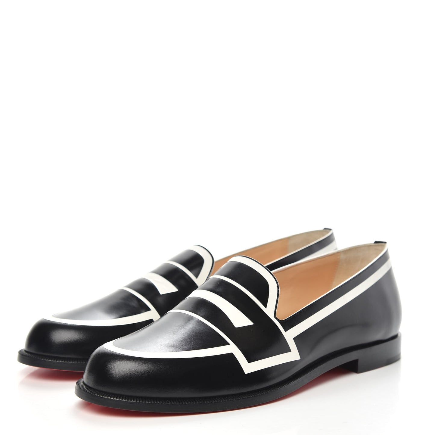 Calfskin Womens Tromoca Contrast Flat Loafers 36.5 Black White