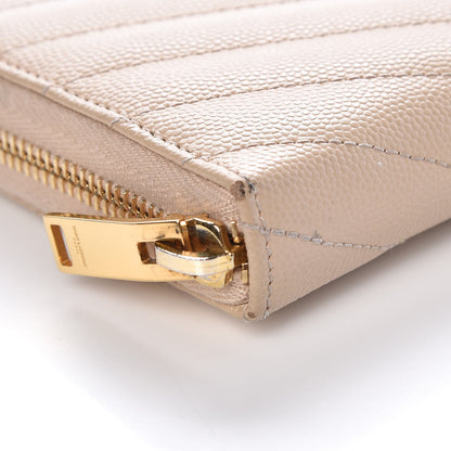 Saint Laurent Grain De Poudre Matelasse Chevron Monogram Zip Around Wallet Nude Powder 8 of 10
