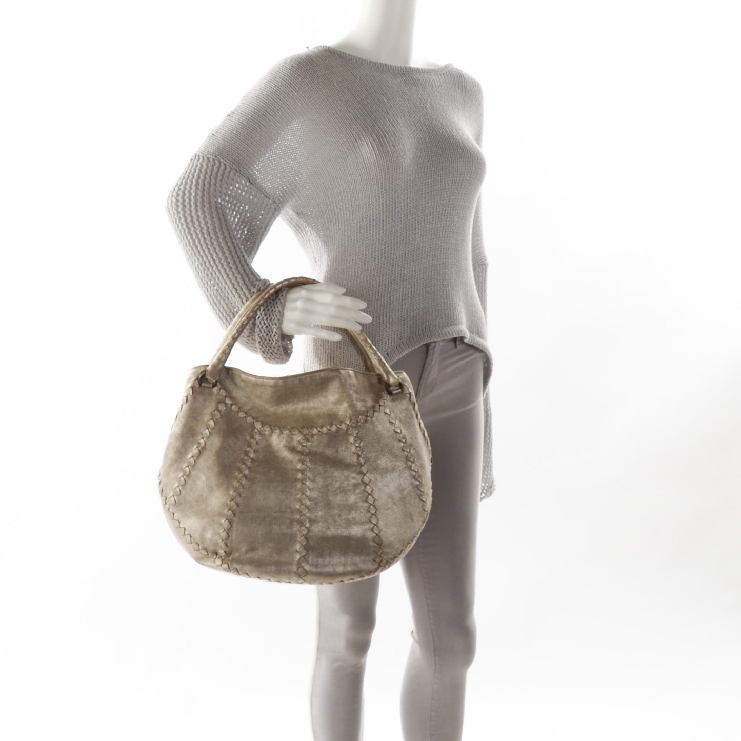 Washed Lambskin Mineral Budoir Tote Gold