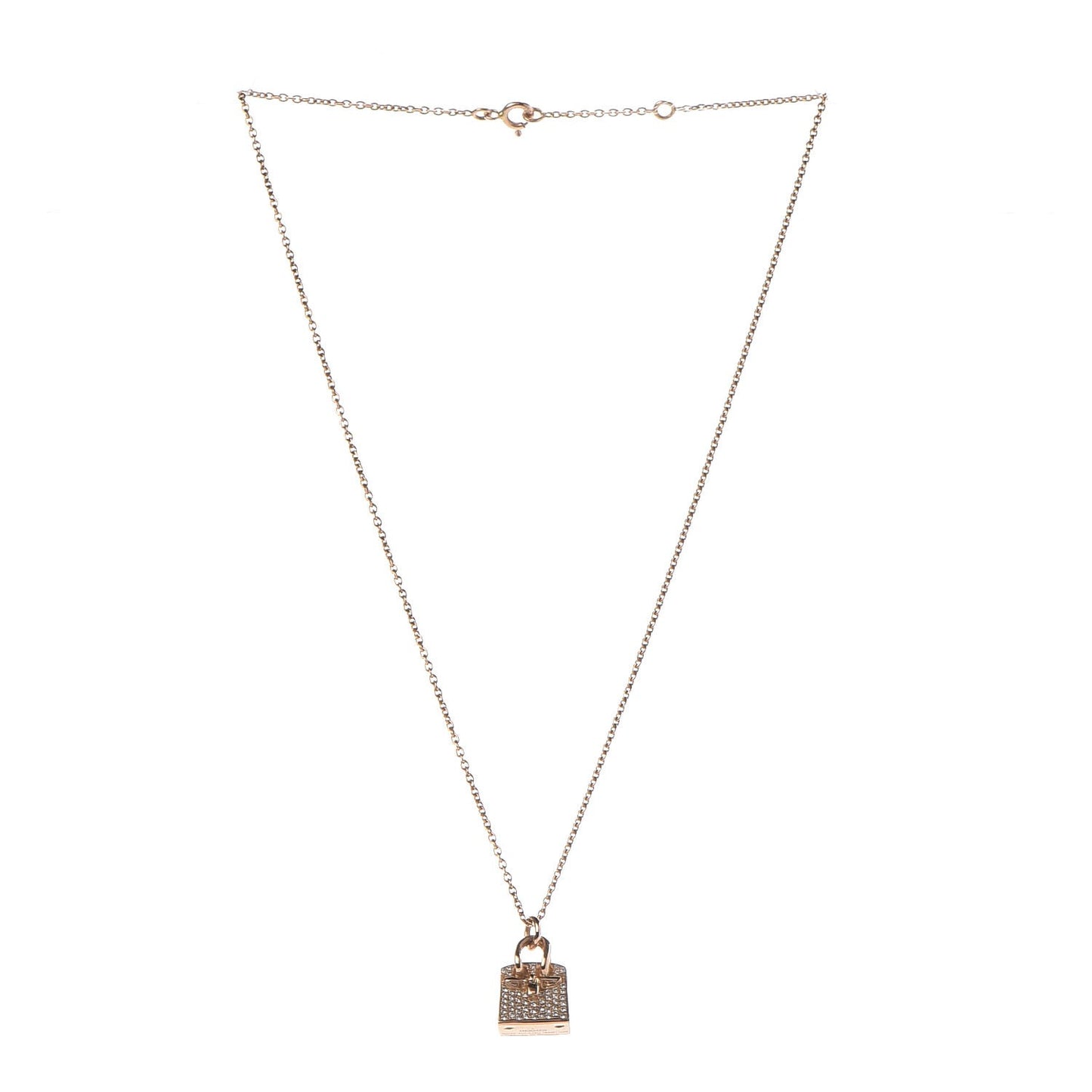 18K Rose Gold Diamond Birkin Amulette Pendant Necklace