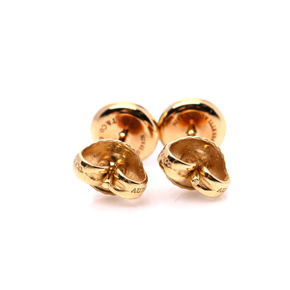 Tiffany 18K Yellow Gold Green Jade Elsa Peretti Cabochon Earrings 4 of 5